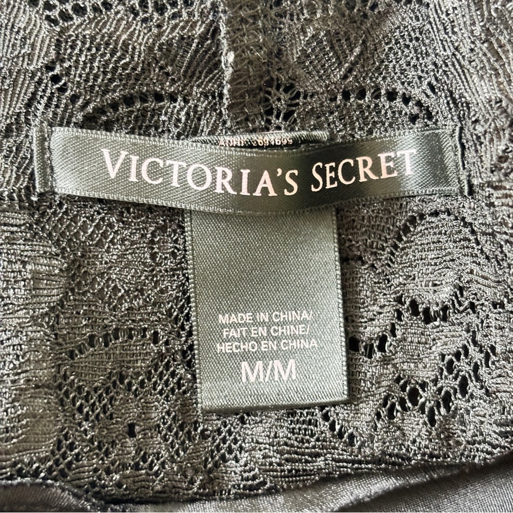 Vicoria's Secret Black Satin‎ Lace Slip Dress Babydoll Lingerie Nightgown Size M - Picture 7 of 11